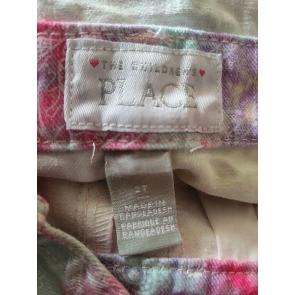 Children’s Place Tie Dyed Paisley Twill Shortalls Overalls Shorts Size Toddler 2